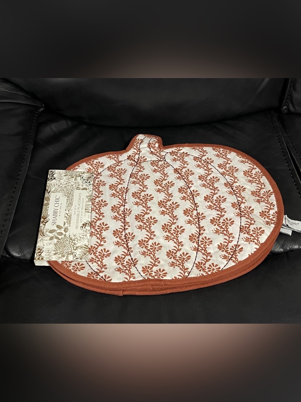 Thanksgiving Shabby Chic Pumpkin Placemats Set of 4